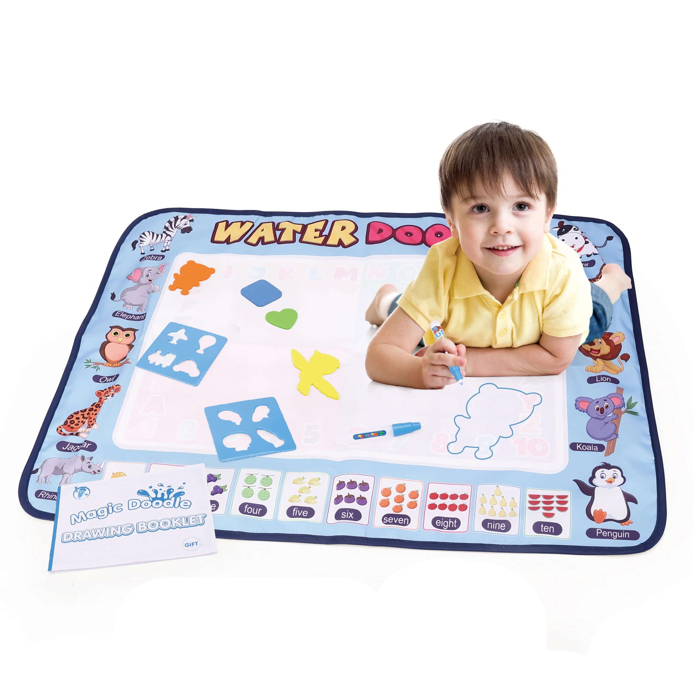 Children learning educational drawing floor mat 60x80cm aqua doodle magic mat with stamps template