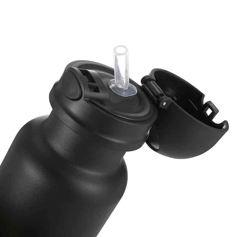 Everich hotsale leakproof BPA FREE 12oz Vacuum Stainless Steel Insulate standard Water Bottle cup mug with Silicone straw lid