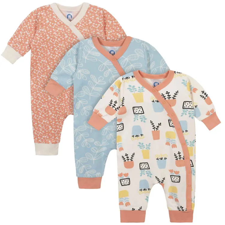 Newborn knitted organic cotton custom printing new born spandex bamboo 6-12 months boys unisex baby clothes romper set