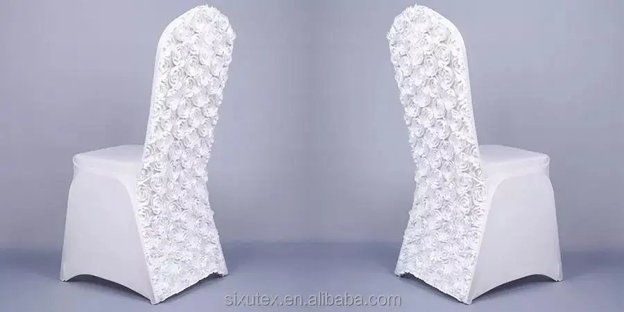 Luxury High Stretch Spandex Wedding Banquet Dining Spandex Rosette Flower Chair Cover Seat Covers For Wedding Banquet Chair