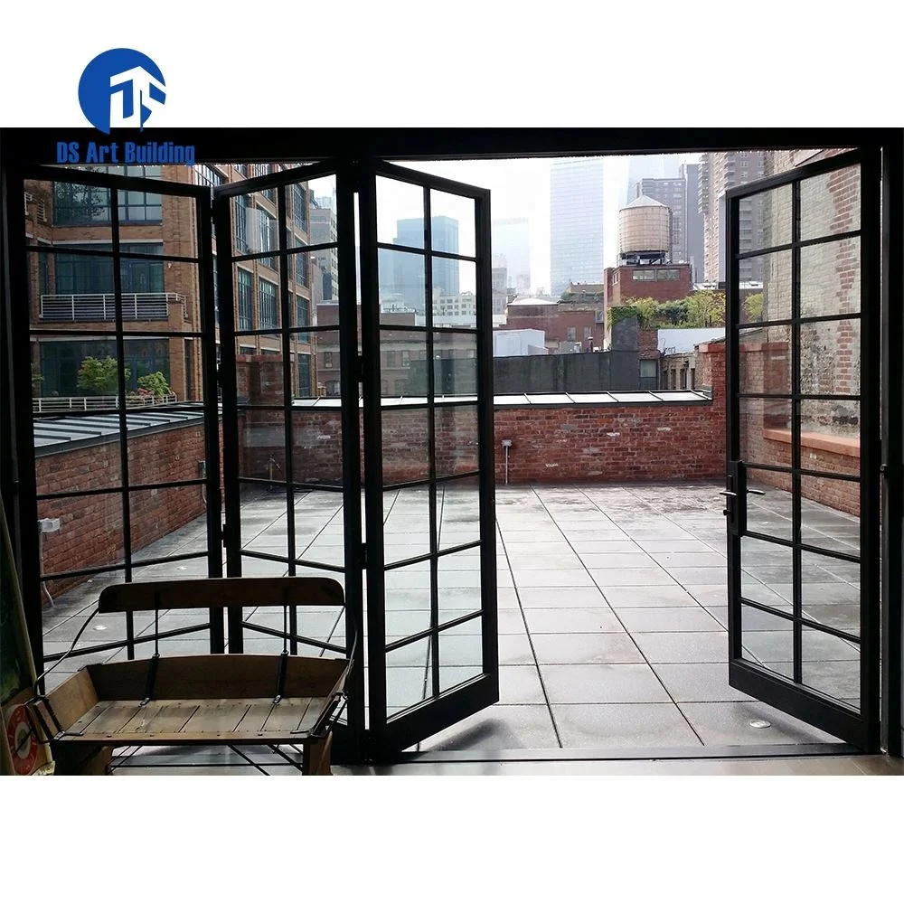 DS Outdoor Balcony Frameless Glass Folding Door Interior Al Bi-fold Glass Partition Wall Panoramic Indoor Sliding Accordion Door