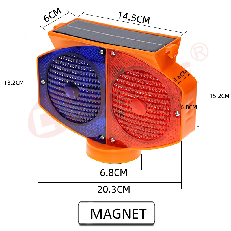 High Intensity LED Solar Traffic Signals Flashing Safety Warning Light Cone Barricade Light