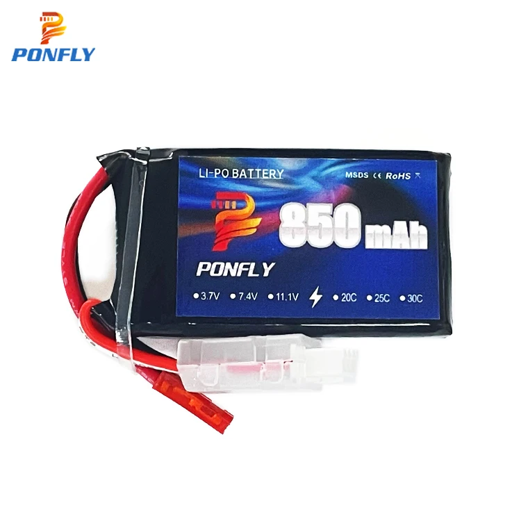 PONFLY 850mAh Grade A 2S 7.4V 40C High Rate 850mAh Lithium Battery Pack UAV RC Model Lipo Battery For Helicopter Quadcopter