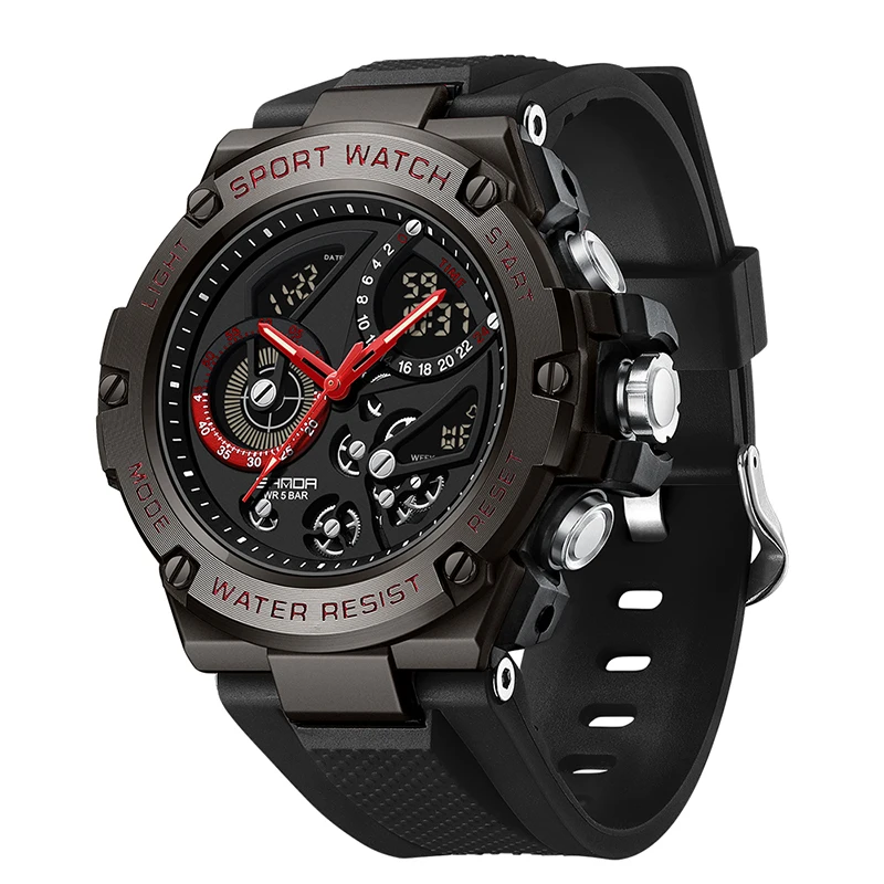 SANDA Top Brand Digital Watches Mens 50m Waterproof Wristwatches Quartz Electronic Alarm Clock Sport Shockproof 9028