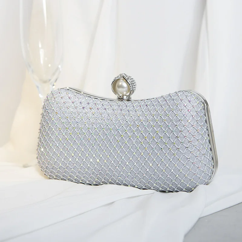 New Dinner Purse Retro Mesh Diamond Banquet Women Hand Bag Messenger Evening Bag Ladies Bridal Metal Clutch Bags