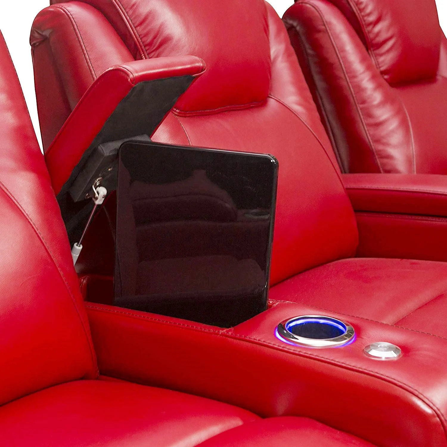Geeksofa Furniture Home Theater Seating Reclining Leather Motion Recliner Sofa With LED Light And Cup Holder For Cinema Set