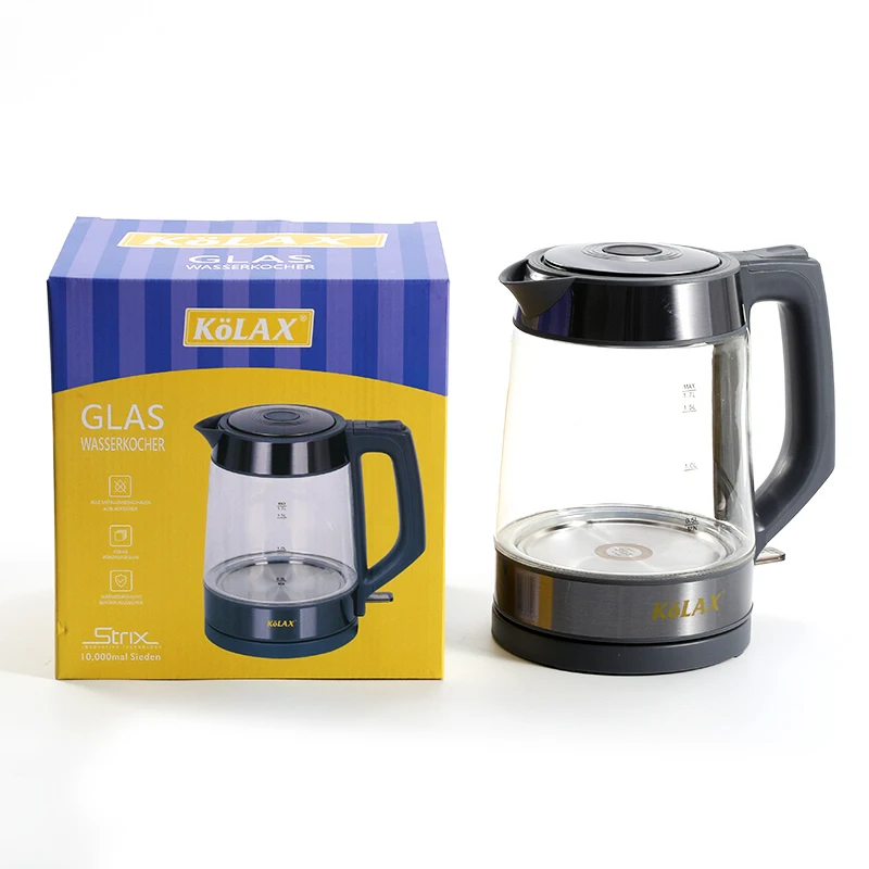 Home appliance glass kettle electric for tea and coffee 1.7L fast boiling cordless auto shut off & boil dry protection kettle