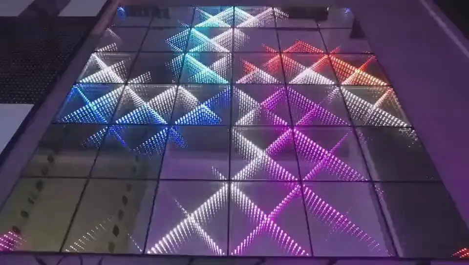 Movable Exhibition wedding dance floor led Infinity 3D Cross X 3d infinity mirror video light led dance floor luc for Event