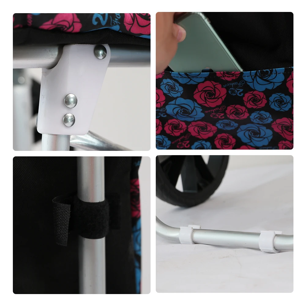 Christmas new handpush shopping cart plastic trolley materials used two tier holder liner