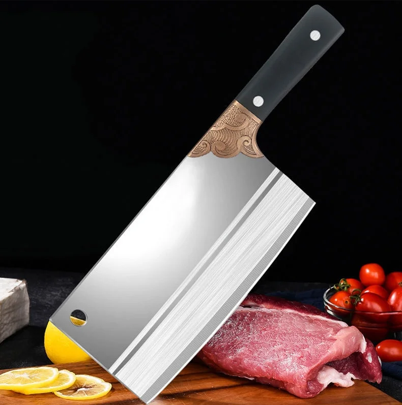 Professional 3Cr13 Steel Meat Butcher Cleaver Stainless Steel Kitchen Knife Stainless Steel Handle Ladies Bone Chopping Slicing