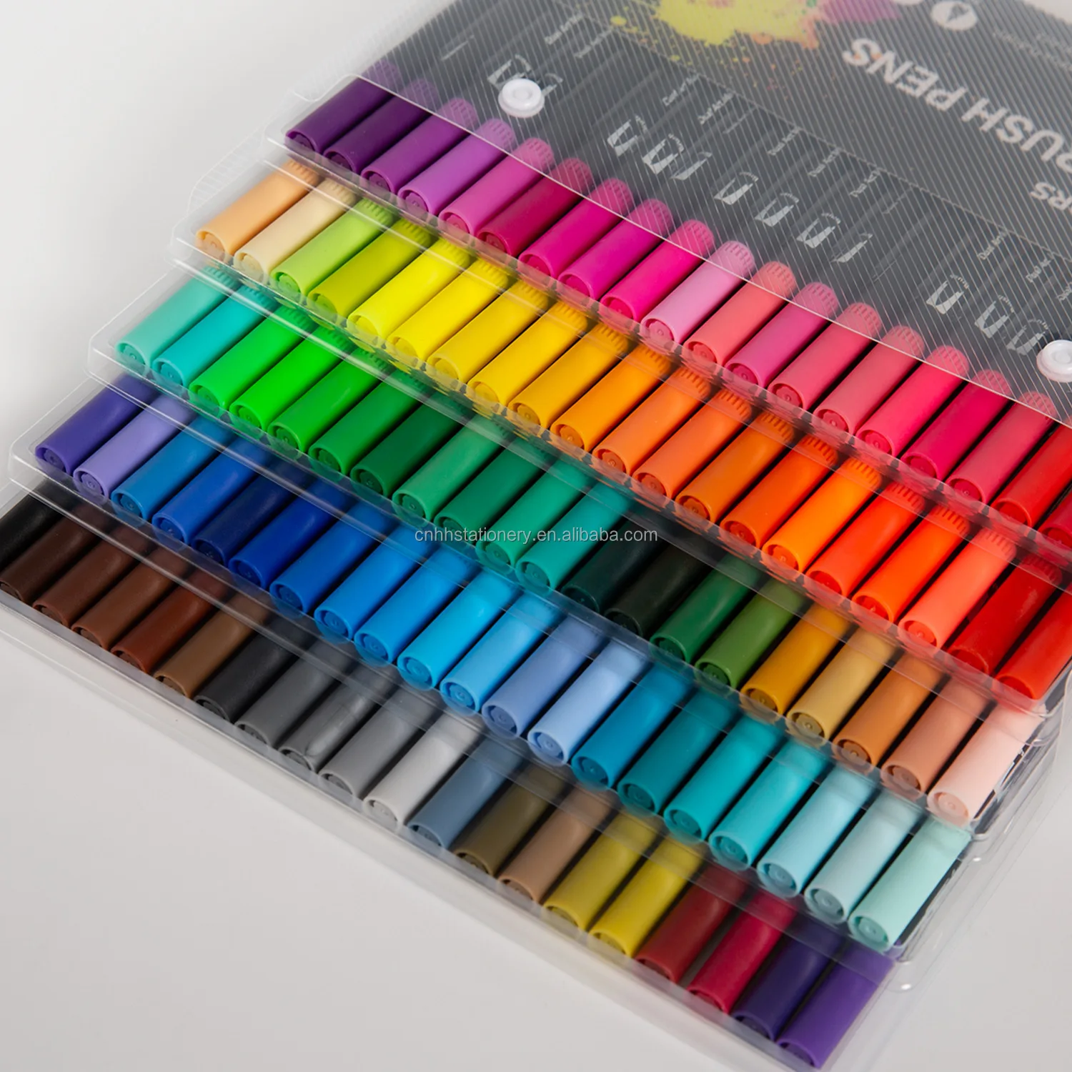 Custom Logo Dual Tip Watercolor Brush Pens 12/24/36/48/60/80/100/120 Color Fineliner Marker Pen Set Washable Drawing Pen Set