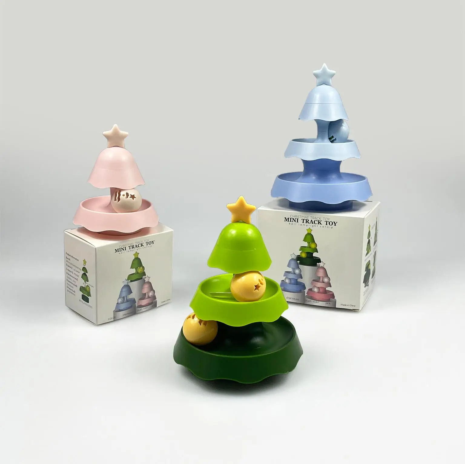 New Christmas Tree Shaped Cat Track Toy Turntable Pet Playful Cat Luminous Toy With Cat Mint