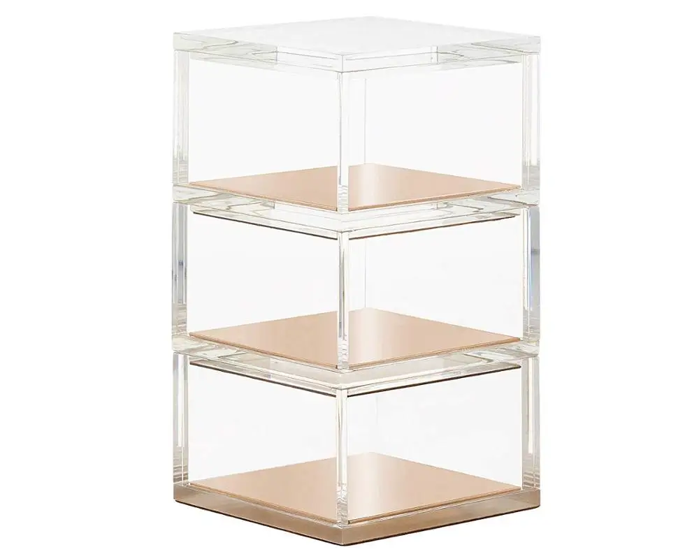 
Acrylic Gold 3 Tier Organizer Functional & Elegant Accessory Designed for Desk Office or Home 