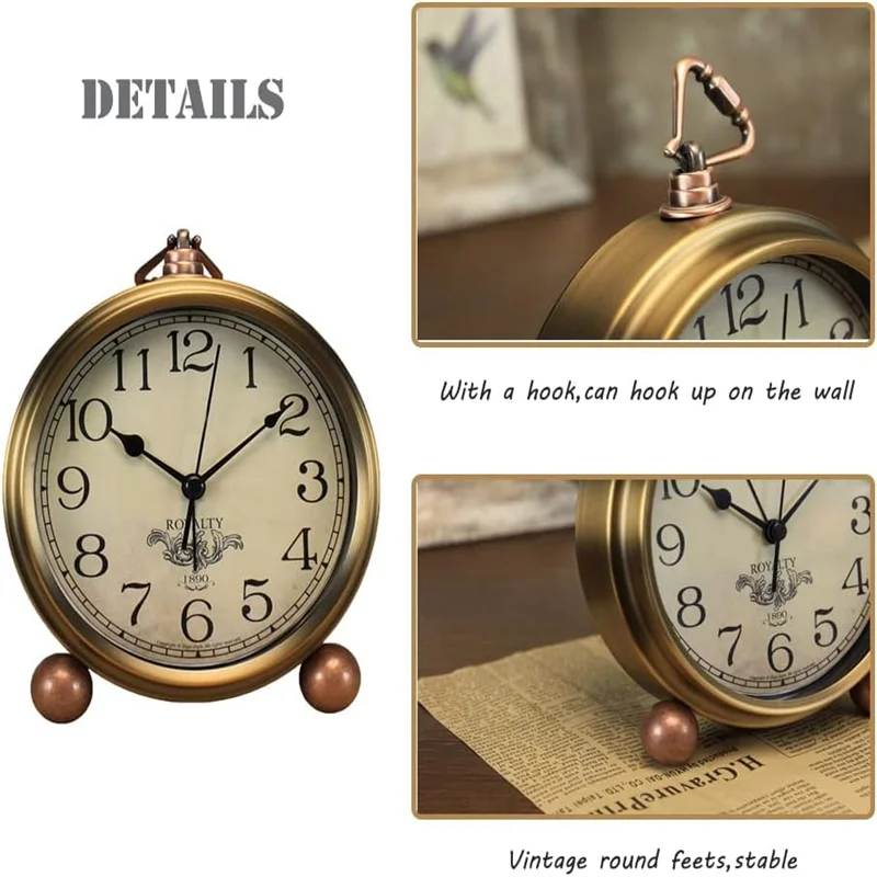 Vintage Suspension Super Silent Non-Top Analog Desk Clock