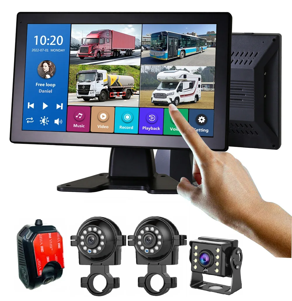 10,1-Zoll-4-Kanal-Monitor BSD-LKW-Alarm bus Onboard-DVR-Videorecorder-Monitor mit 4 AHD 1080P-Parkkameras