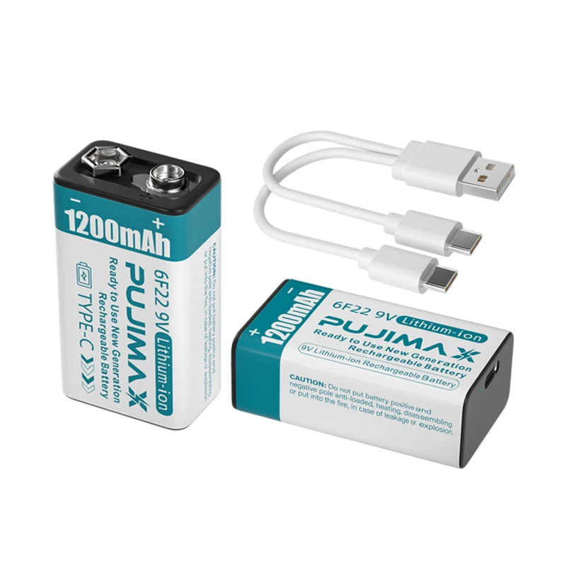 PUJIMAX 6f22 9v usb c литий-ионный аккумулятор 1200mah type li ion батареи 1 шт. перезаряжаемый зарядное устройство для микрофона