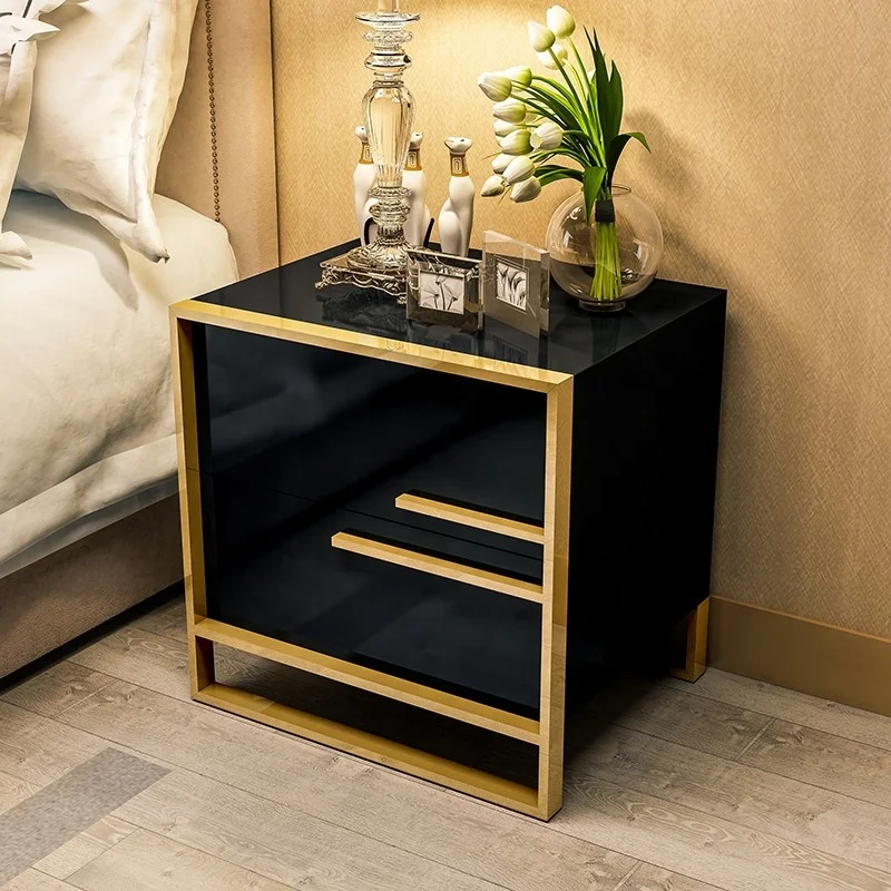 White color Bed side table  Luxury Bedside Table With Drawers