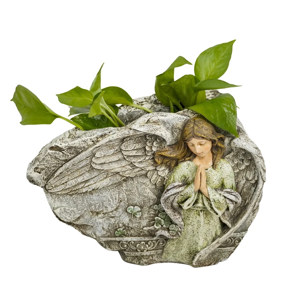 Wholesale flower Pot fairy praying Resin Planter yard vase for  garden decoration