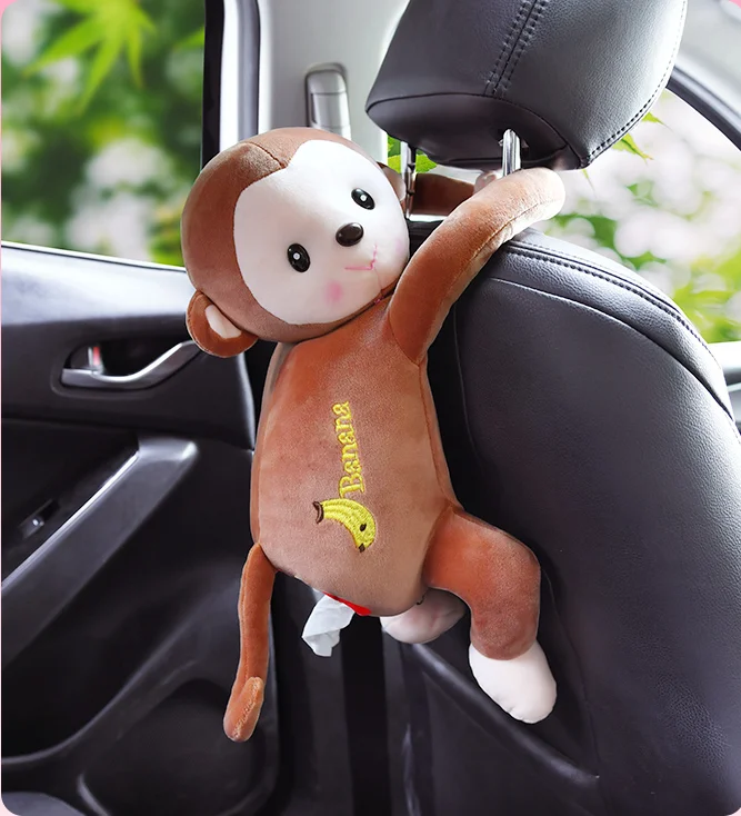 Wholesale cute cartoon plush toy monkey doll large paper towel box creative car household tissue paper box