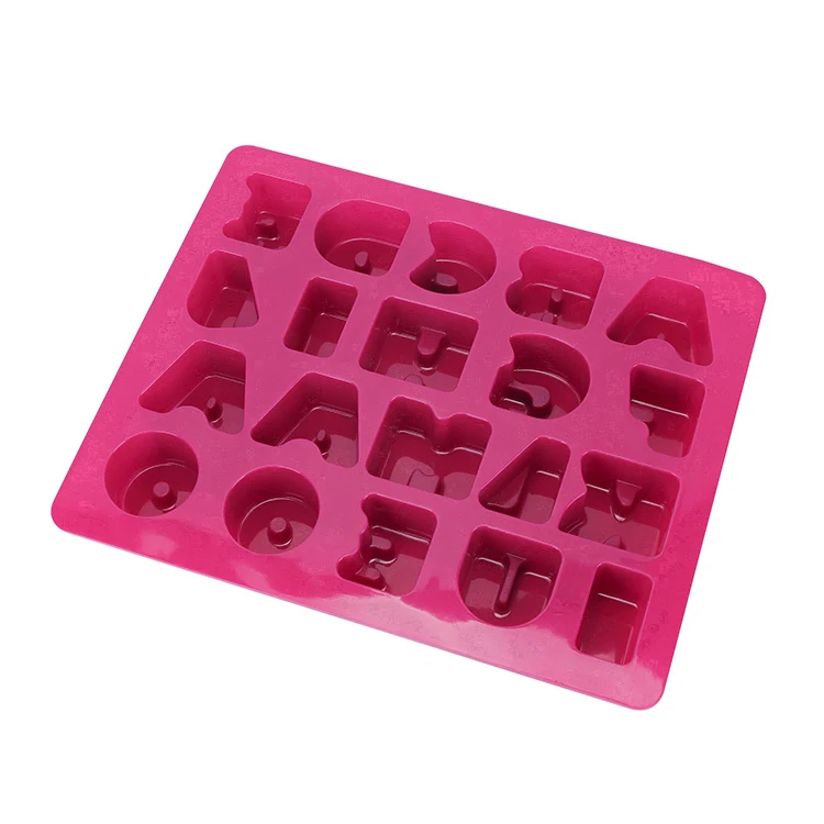 Custom Logo Multicolor Cookie Mold Silicone Baking Mold 20 Cavity Letter Shape 3D Chocolate Cracker Silicone Cake Molds