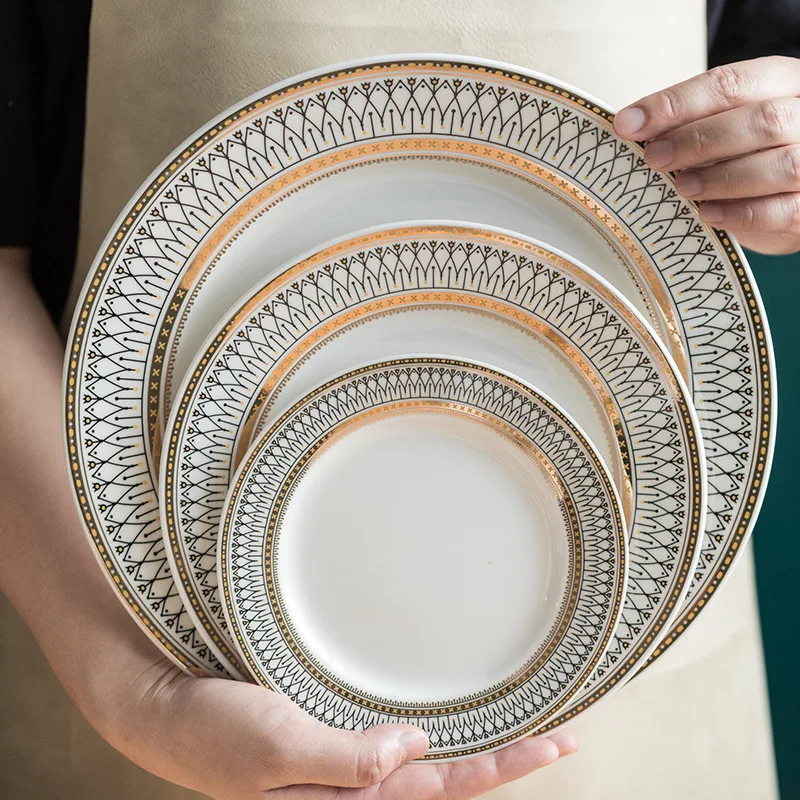 Nordic Style Luxury Ceramic Dinnerware Set Wedding Western Small Plate and Cup Soup and Coffee Utensil Dishwasher Safe