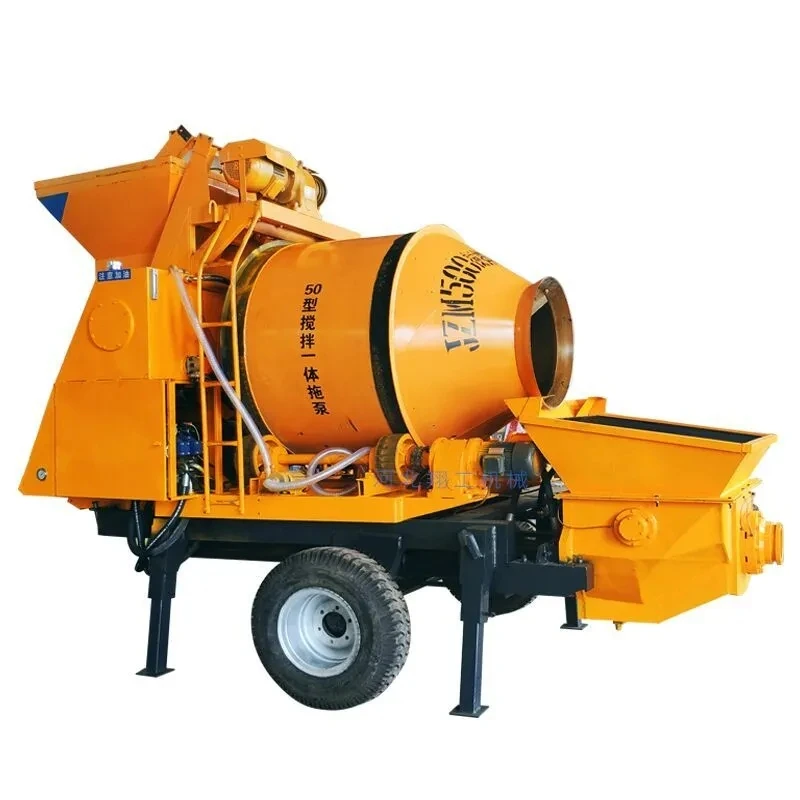 High quality manufacturer cheap small diesel concrete pump with mixers machine