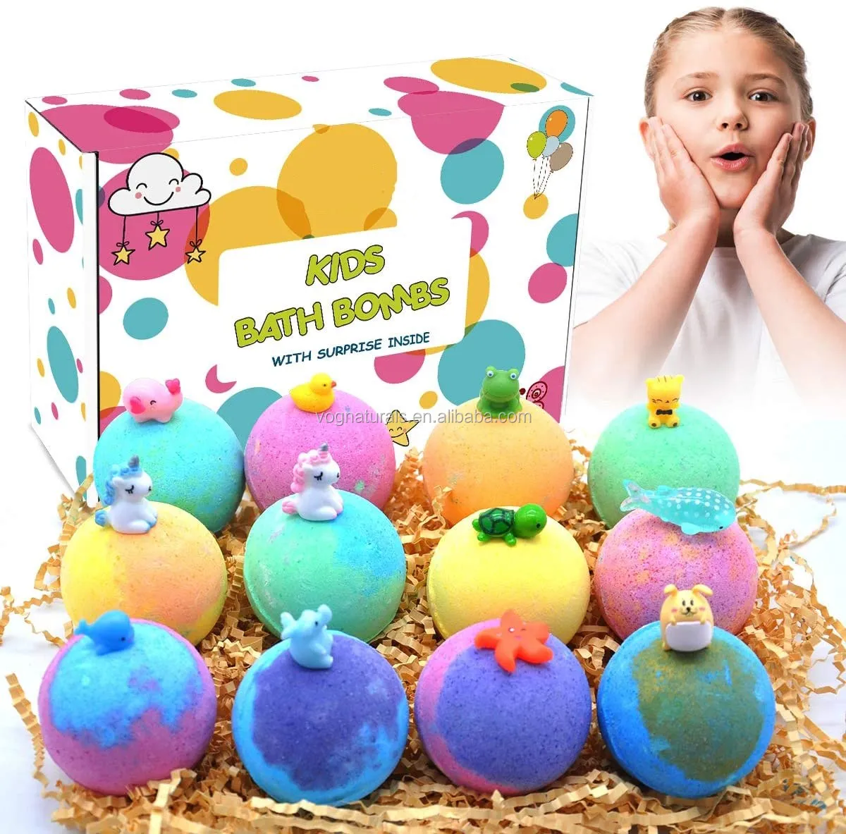 OEM Kids Bath Bomb with Surprise Toys Inside,Bubble Bath Fizzies Vegan Essential Oil Spa Bath Fizz Balls Kit