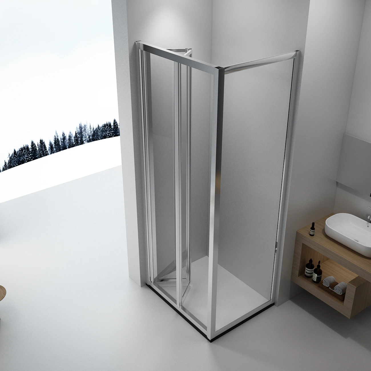Simple Bathroom Shower Room Small Shower Glass Cabin Corner Folding Shower Enclosures