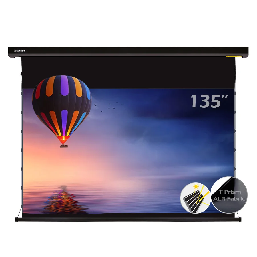 SCREEN PRO 135 inch Motorized Projection Screen 4K 3D HD Ultra Short Throw Electric ALR Projector Screen Wall/Ceiling Mounted