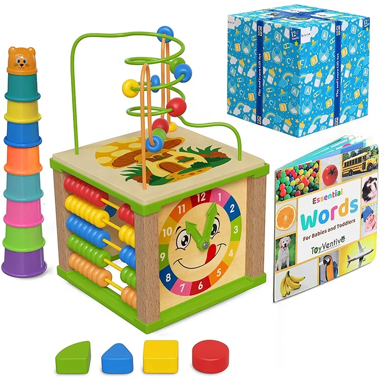
ideal choice boys excellent birthday gift set toddler play wooden activity cube learning toys 