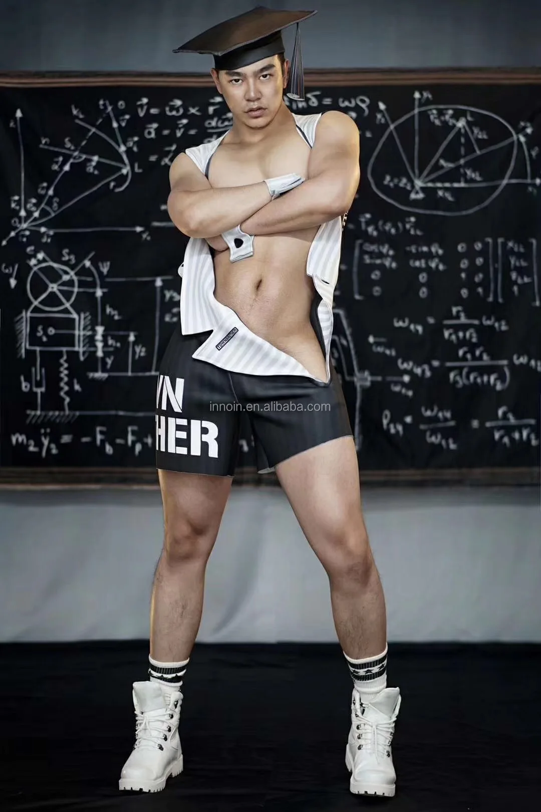 Sexy Female Costumes Singer Nightclub Show DJ Festival Dress Male 3D Muscle Printing Elastic  Bodysuit Club Bar Jumpsuit