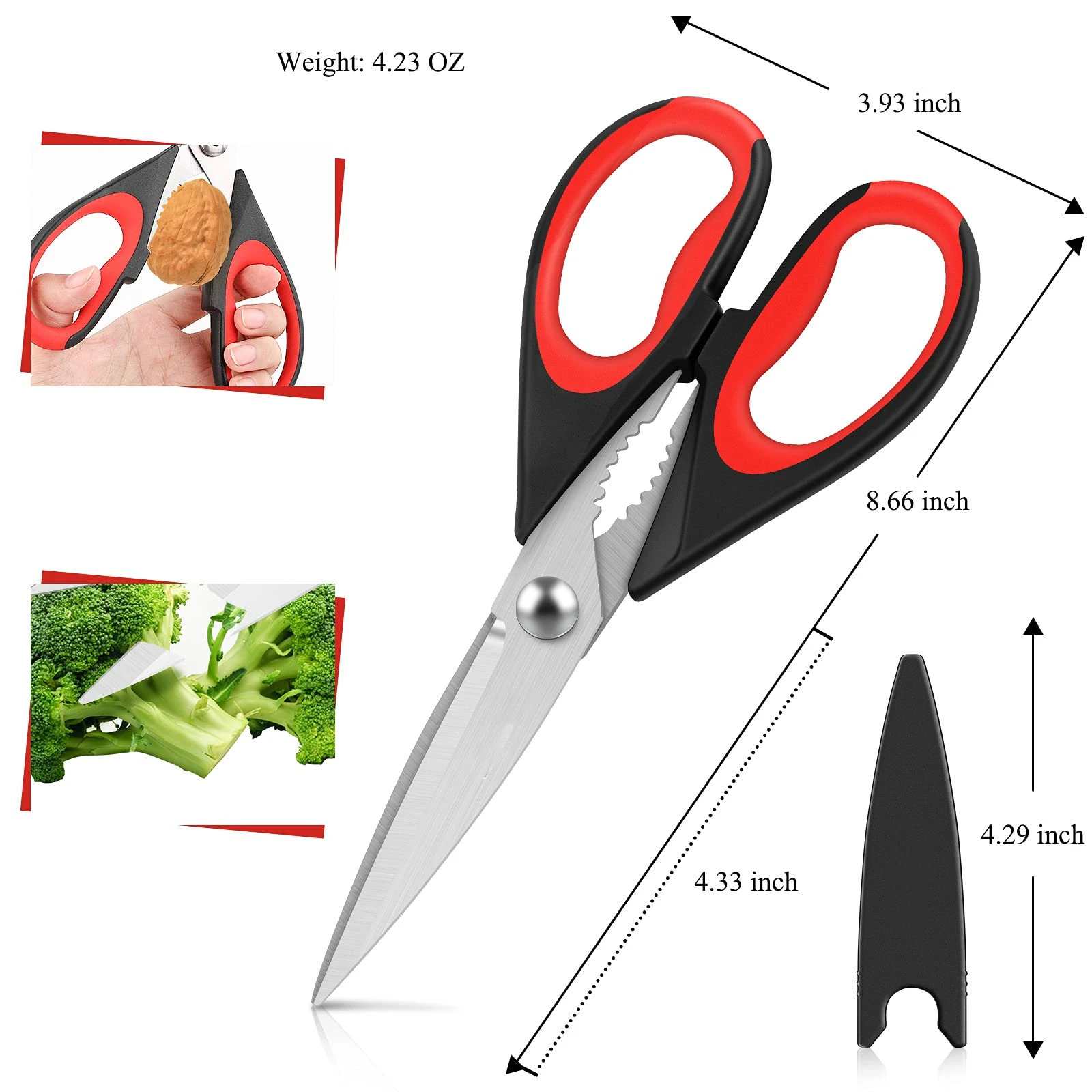 8.66inch Kitchen Poultry Shears Meat Heavy Duty Dishwasher Safe Food Cooking Shears All Purpose Stainless Steel Utility Scissors