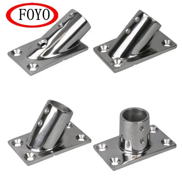 Boat Hand Rail Fitting-45/60/90 Degree 1 inch Rectangular Base-Marine 316 Stainless Steel usd by Boats/Awning