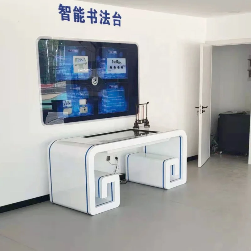32 43 55 65 inches Smart  interactive Chinese Classical wooden Calligraphy Table  FHD digital  LCD IR  touch desk