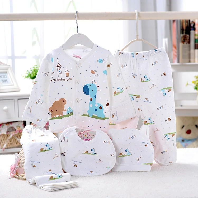 Hao Baby New Style Pure Cotton Boys Long Sleeve Clothes Infant Baby Clothing Newborn Underwear Five Pieces Sets