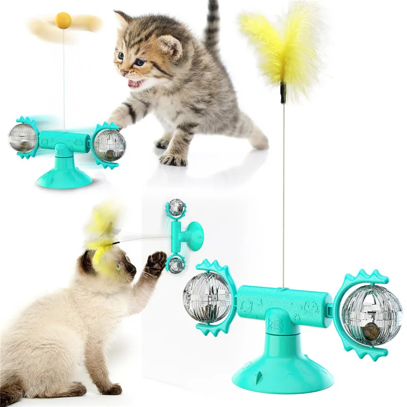 
Amazon hot sell ECO Cat windmill spin toy with propellers plastic simon cat tracks yoyo toys with catnip 