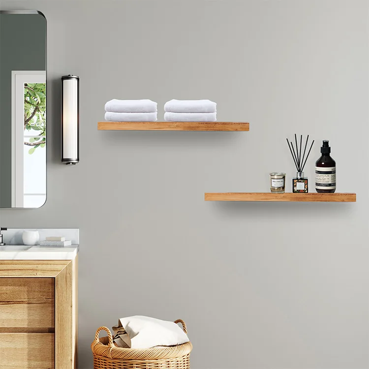 Bathroom Kitchen Bedroom Living Room Set of 2 Wall Decor Shelves Wall Wood Mounted Farmhouse Floating 