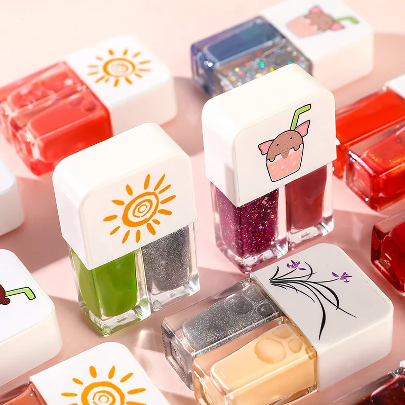 2022 Water-Based Glossy Scrub Tear-off Nail Polish Twins Nail Polish Combination Set