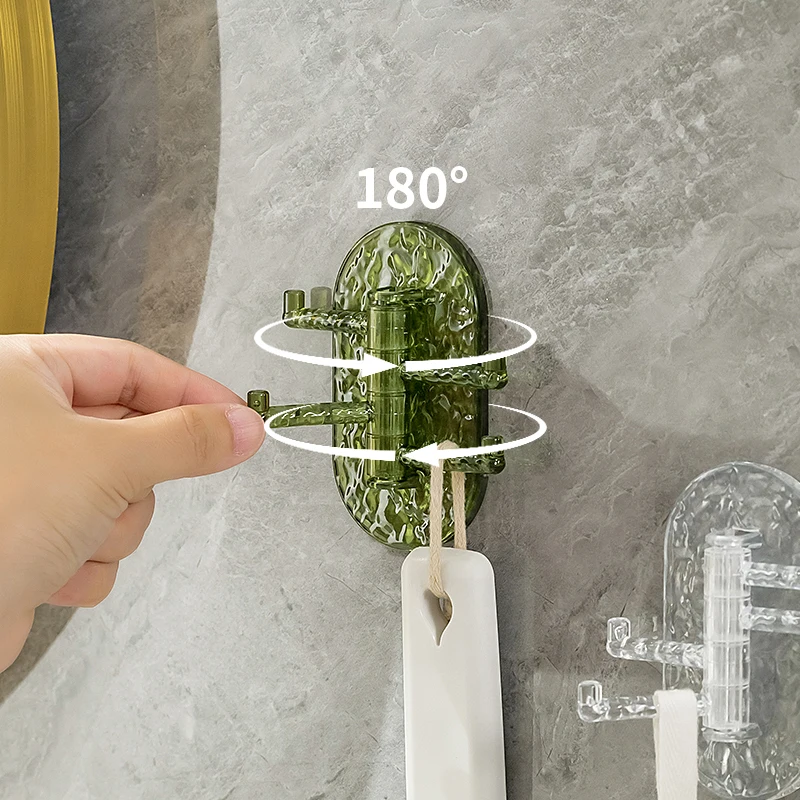 2024 new 4-hook non-punch adhesive door wall hook Kitchen bathroom bathroom Key rack hanger towel hook