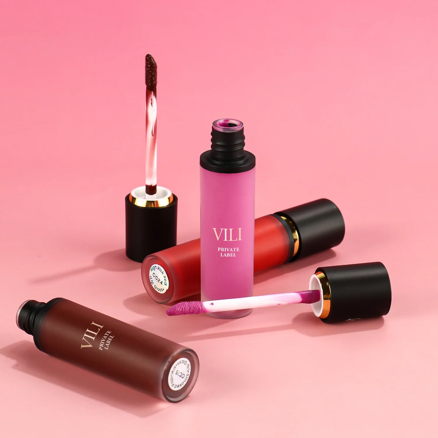 Wholesale Supplies 48 Shades Lip Professional Round Tube Stick Customize Logo Volumizing 8.4g Glitter Lipgloss