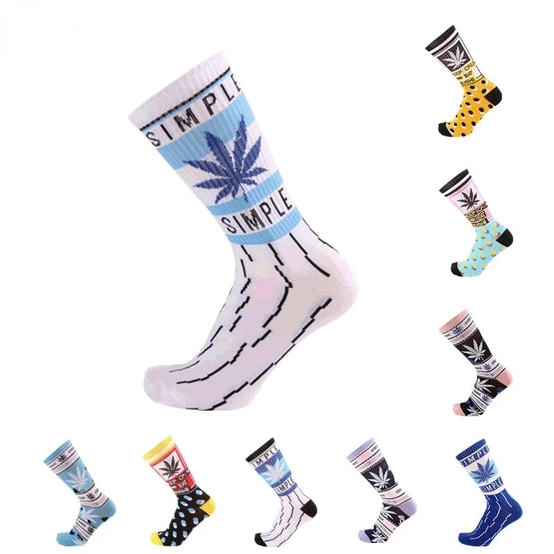High-quality Tie-dyed Maple Leaf Socks Long Fashion Weed Women Couple Socks