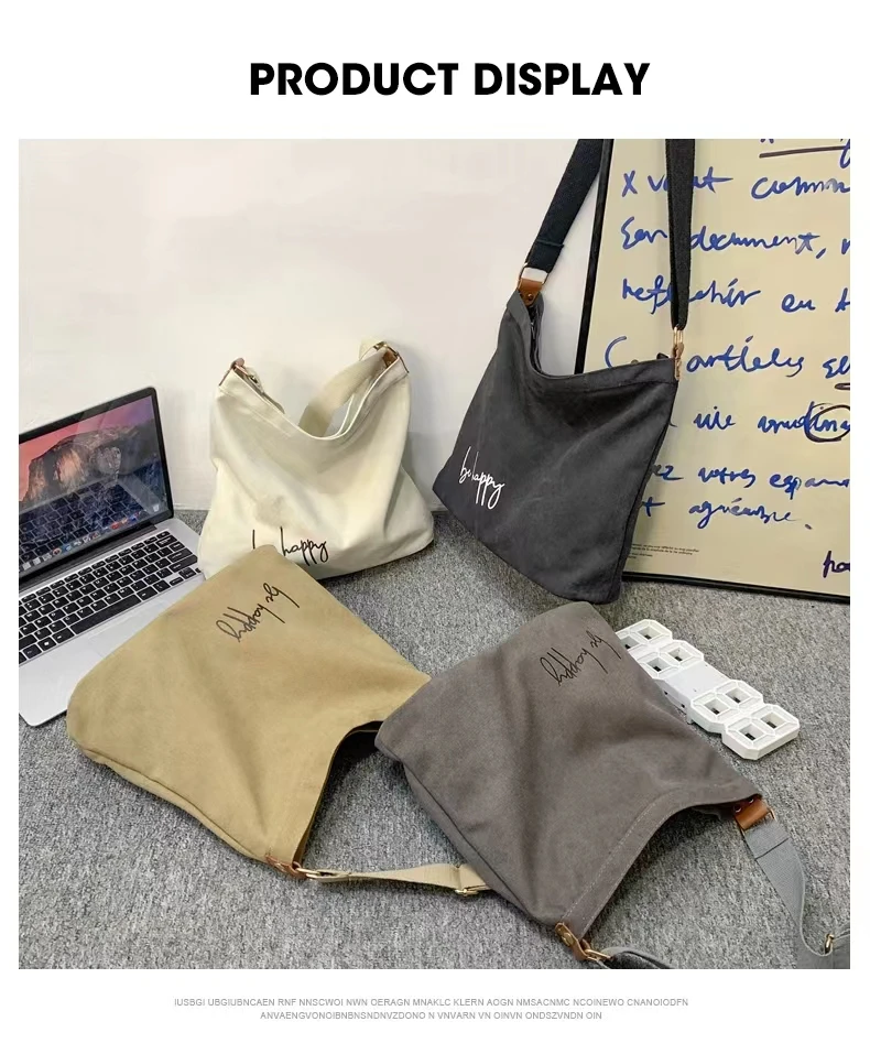 Shoulder custom printed logo canvas messenger bags man postman sling for women crossbody bag woman