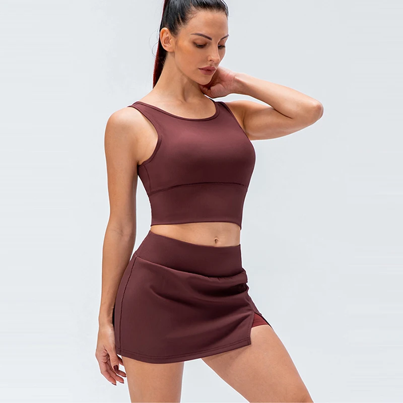 Женские теннисные платья, комплект из 2 предметов, платье для тенниса и фитнеса, мини-юбка, спортивный короткий жилет, баскетбольные бейсбольные комплекты, наряды