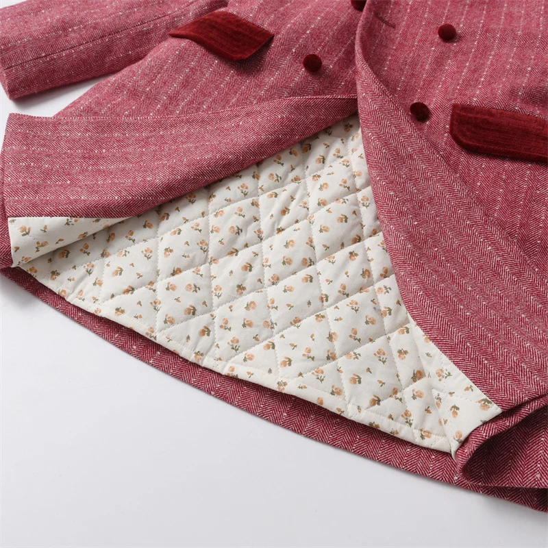 2024 Latest Brand Baby Girls Long Wool Coats Winter Children Pink Thick Blazers Wholesale Toddler Outwear Clothes