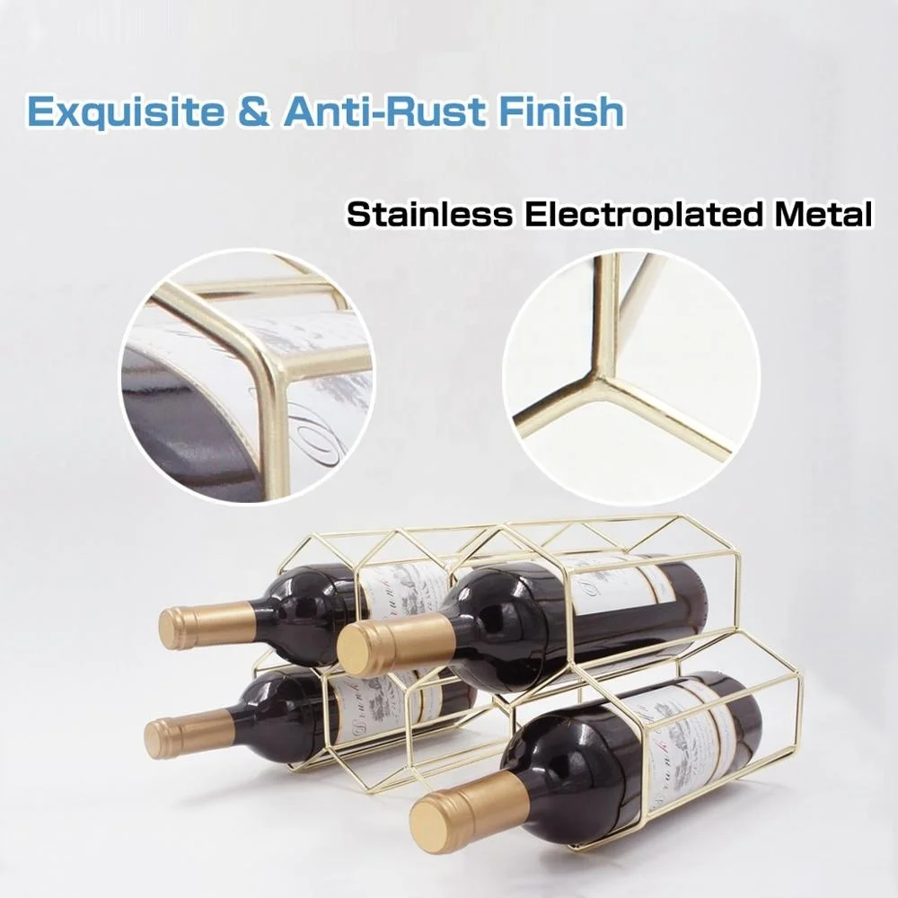 
9 Bottles Metal Wine Rack Countertop Free-stand Wine Storage Holder Buckets, Coolers & Holders Brown/white/custom Color Box 