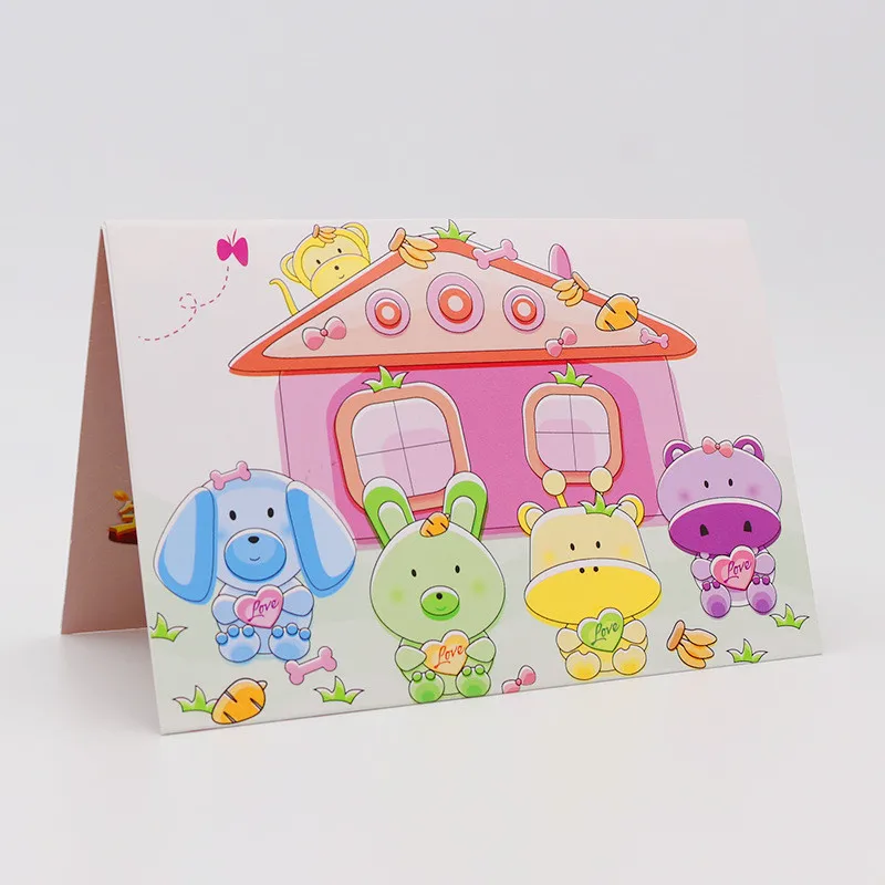 Custom Handmade Unique Music LED Decorating Kids 3D Pop Up Happy Birthday Greeting Cards With Envelopes