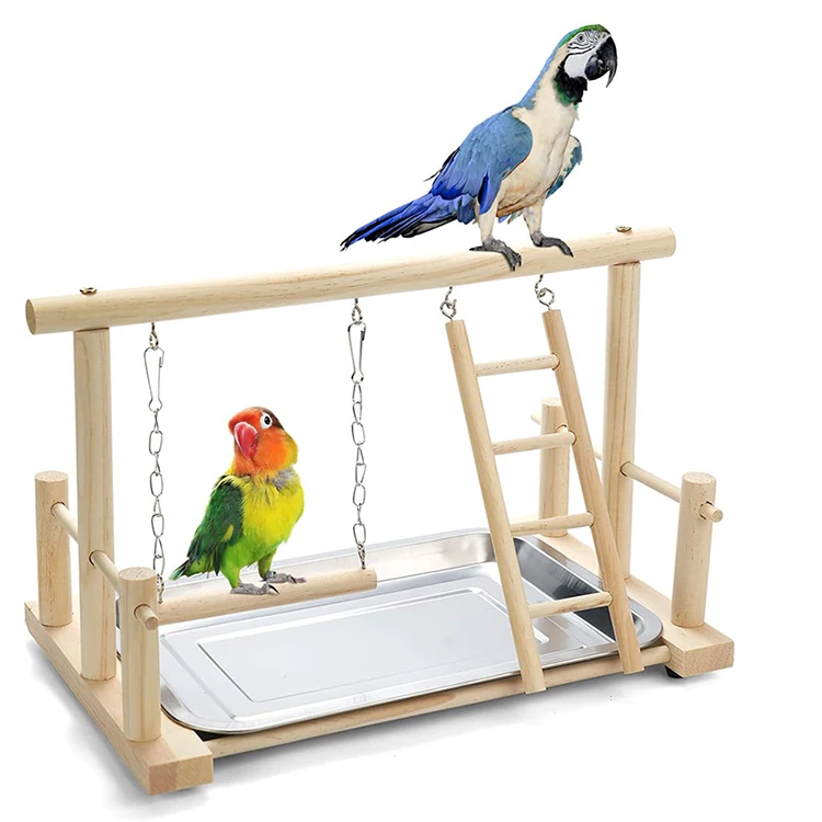 Bird Cage Accessories Natural Wood Parrot Playpen Perches Bird Gym Play Stand Perch Bird Playground