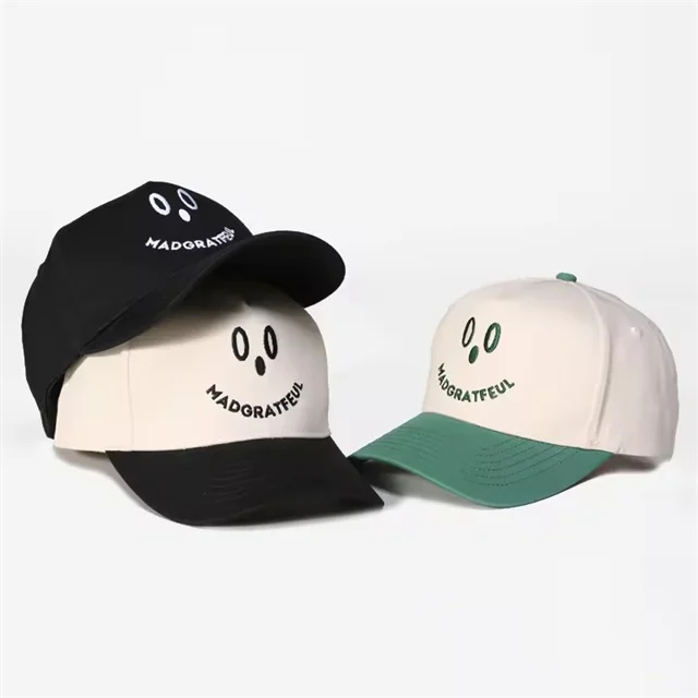 Funny Cotton Cat Cap Wholesale New Arrival Lovely smile face Sports Caps On Sale  two tone baseball cap