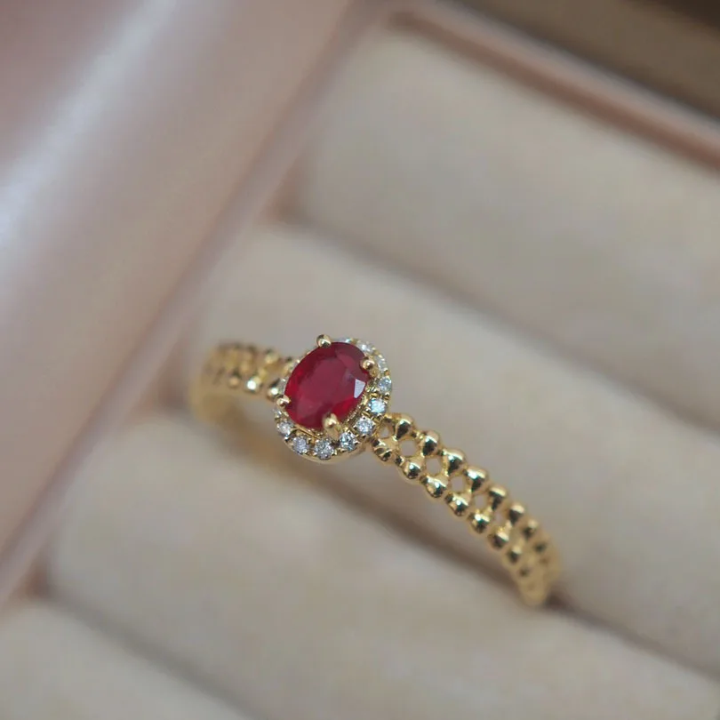 Ruby Jewelry Ring Stackable Zirconia 925 Sterling Silver 18k Gold Plated Anniversary Gifts Ruby Hand Ring For Women