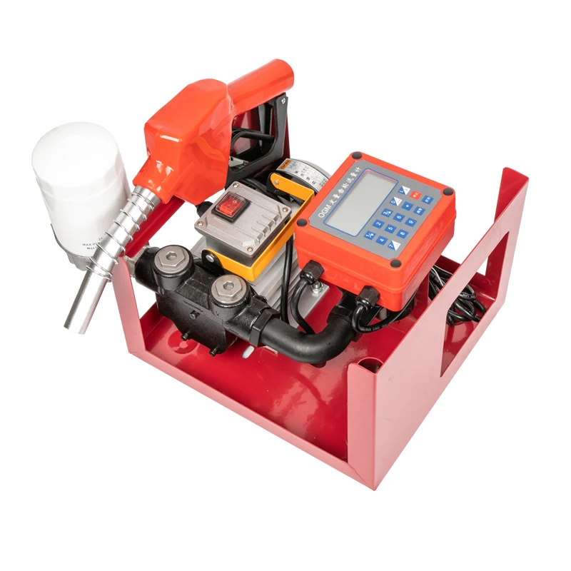 oil diesel kerosene electric transfer pump with flow meter hose nozzle DC 12V/24V